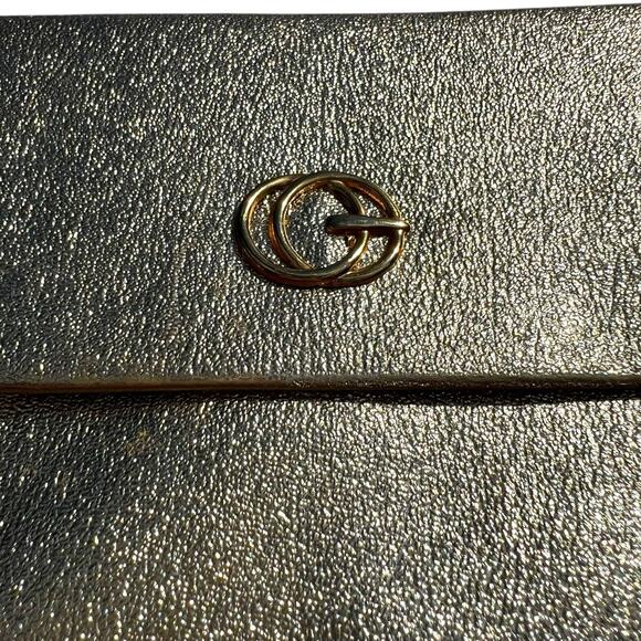 Vintage Clutch Wallet Formal Handbag Rectangle Metallic Gold Snap Closure - Picture 2 of 5
